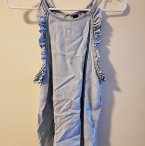 Spaghetti, ruffled sleeves top with cactus print.